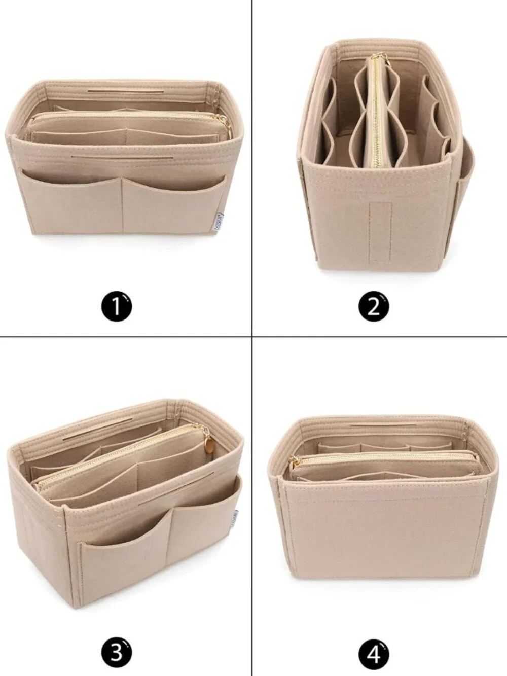 Felt Purse Organizer Insert - Tote Bag Shaper with 5 Dividers for Easy Storage